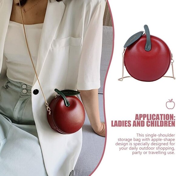 Fruit Shape Handbag PU Leather Small Crossbody Bag for Women Girls - Picture 3 of 7
